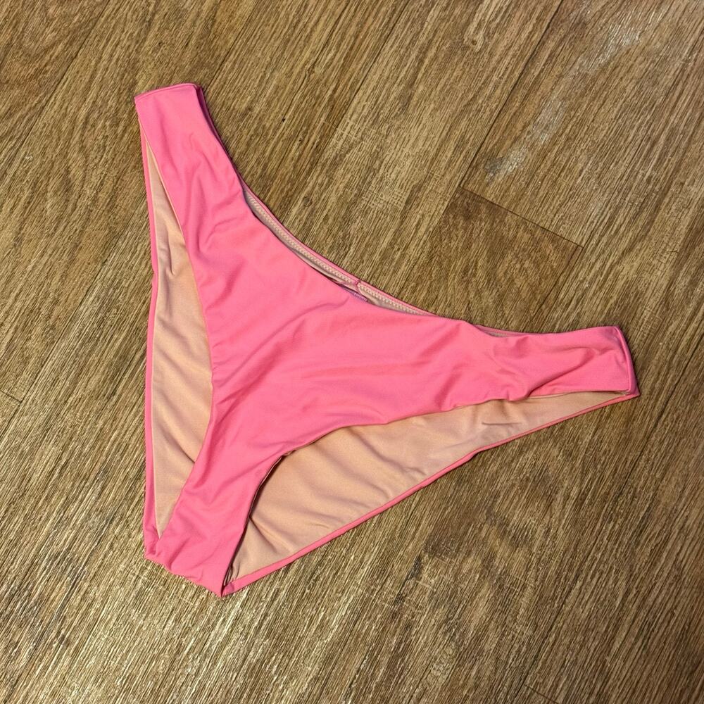 J. Crew Pink Curved Waist Cheeky Bikini Bottom Size Large